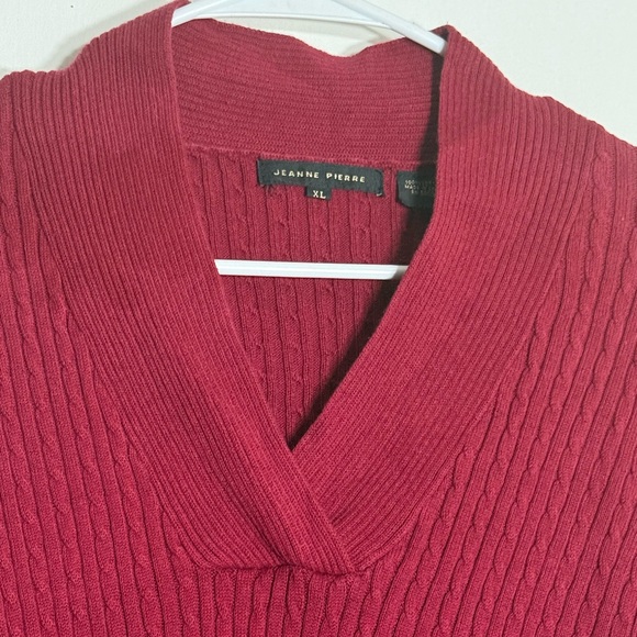 JEANNE PIERRE Deep Red V-Neck Sweater - Picture 9 of 9